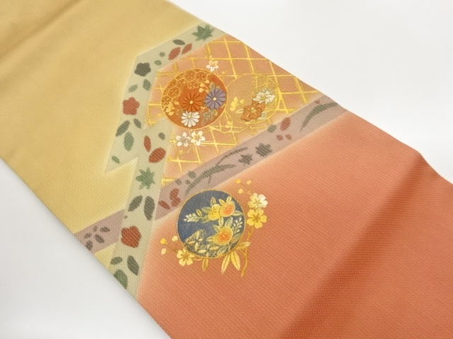 JAPANESE NAGOYA OBI / EMBROIDERY / KINSAI / ABSTRACT MATSUKAWABISHI